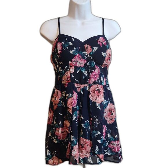 Xhilaration Dresses & Skirts - Xhilaration Navy Floral Flowy Romper, Medium